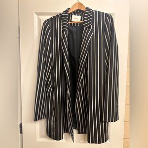 Just Female SZ M Navy or Black (?) / Beige Stripe Blazer